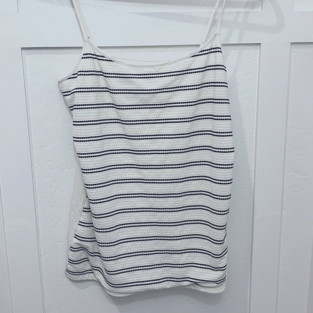 Loft Women's White and Black Stripe Camisole Tank Top Size L Large